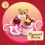 Bear Cuddler Bouquet 3 Bear with 10 Flowers